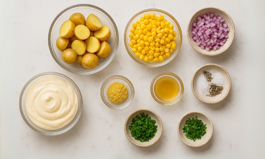 cajun sausage and salad ingredients